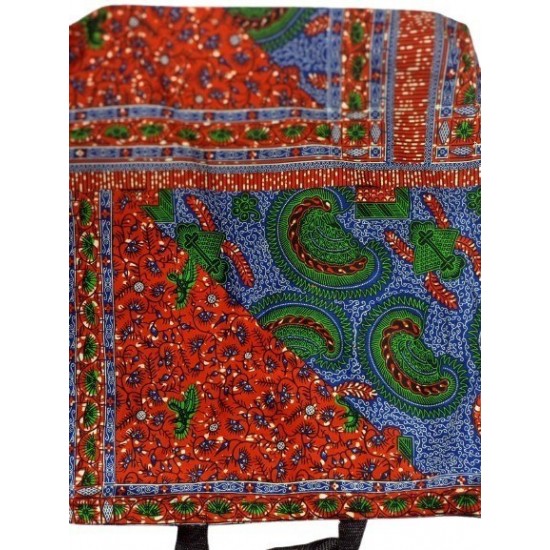 Printed Fabric Tote Bag with Zipper Closure and Shoulder Straps