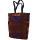 Printed Fabric Tote Bag with Zipper Closure and Black Shoulder Straps