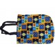 Colorful Patterned Tote Bag with Zipper and Inner Pocket, Black Handles