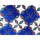 Patterned Tote Bag with Zipper Closure and Inner Pocket, Blue Multicolor Fabric