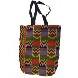 Colorful Woven Tote Bag with Zipper Closure and Inner Pocket