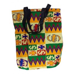 Geometric Print Canvas Tote Bag with Zipper and Inner Pocket, Multicolor