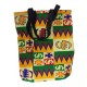 Geometric Print Canvas Tote Bag with Zipper and Inner Pocket, Multicolor