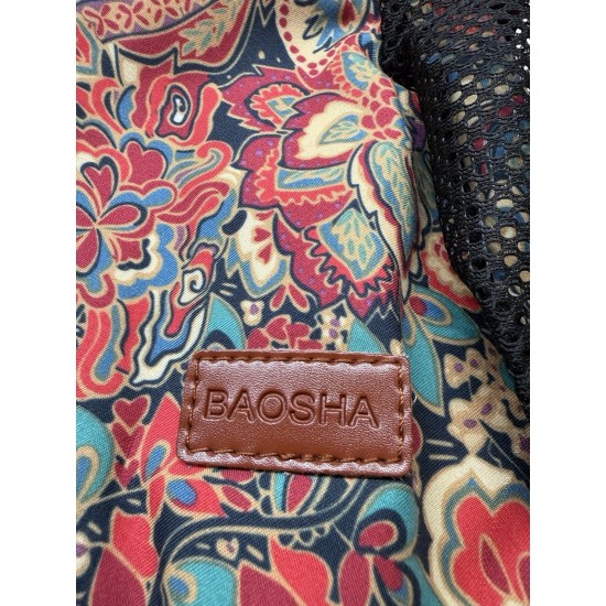 Patterned Sling Backpack, Crossbody Chest Bag with Multiple Zipper Compartments and Mesh Side Pocket
