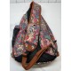 Patterned Sling Backpack, Crossbody Chest Bag with Multiple Zipper Compartments and Mesh Side Pocket