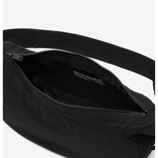 Nylon Crossbody Saddle Bag, Black, Lightweight Fabric, Strap