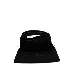 Black Genuine Leather Clutch Bag with Top Handle and Zip Closure