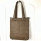 Brown Faux Leather Tote Shoulder Bag with Ring Hardware and Stitched Panel Design