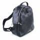 Black Embossed Faux Leather Backpack with Top Handle and Zip Pockets