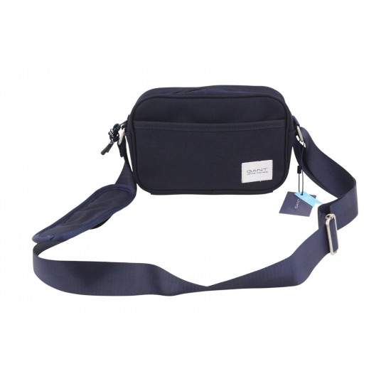 Navy Blue Nylon Crossbody Shoulder Bag with Zipper and Front Pocket