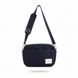 Navy Blue Nylon Crossbody Shoulder Bag with Zipper and Front Pocket