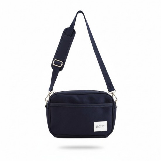 Navy Blue Nylon Crossbody Shoulder Bag with Zipper and Front Pocket