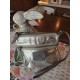 Silver Metallic Crossbody Bag, Zippered Compartments, Shoulder Strap