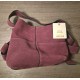 Suede Leather Shoulder Bag, Burgundy, Wide Strap, Stitched Detail
