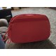 Red Zip-Top Crossbody Bag with Front Pocket and Wrist Strap