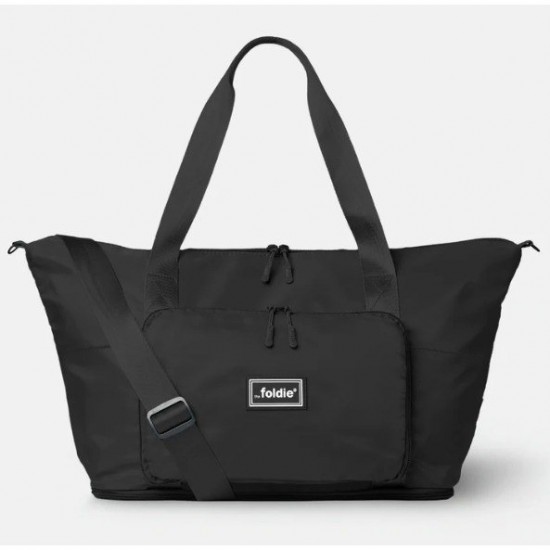 Women's Black Nylon Travel Tote Bag, Zip Closure, Shoulder Strap, Size 14