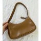 Mini Brown Baguette Shoulder Bag with Buckle Flap and Front Pocket
