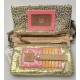 Leopard Print Crossbody Bag with Detachable Striped Strap and Wristlet Strap